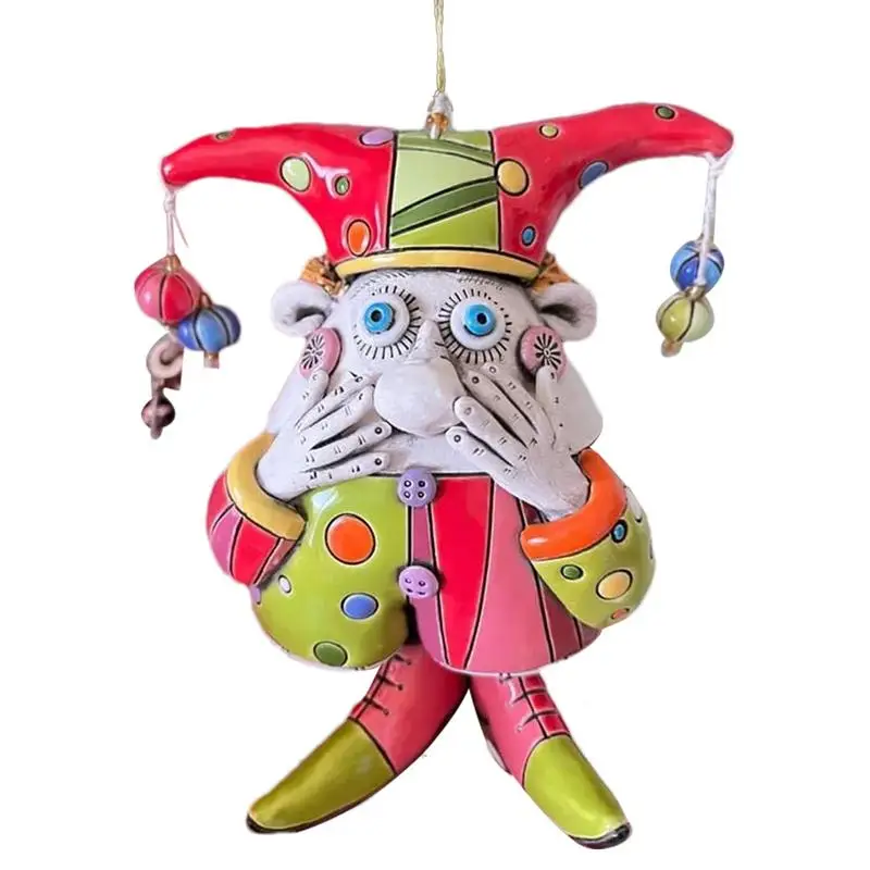 

Colorful Jester Bell Ornaments Fun Clown Bell Decoration Creative Summer Tree Ornaments Home Garden Decor Resin Clown Wind Chime