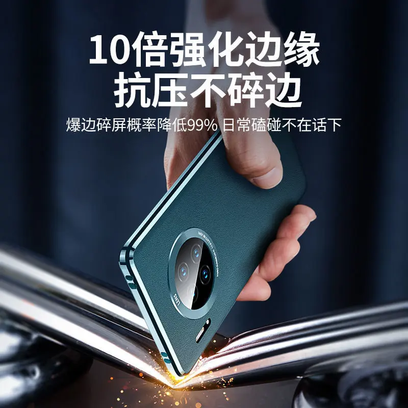 For Huawei Mate 30 Pro LIO L09 L29 Case Full Protection Front Glass Hard Cover with Back PU Leather Case for Huawei Mate 30 Pro