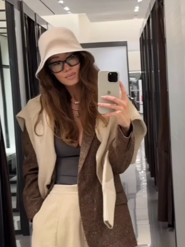 

Кофейный блейзер, женский блейзер Brignt Wire, весна-осень 205, новый элитный дизайн, повседневная модная куртка, офисное женское рабочее пальто, топы