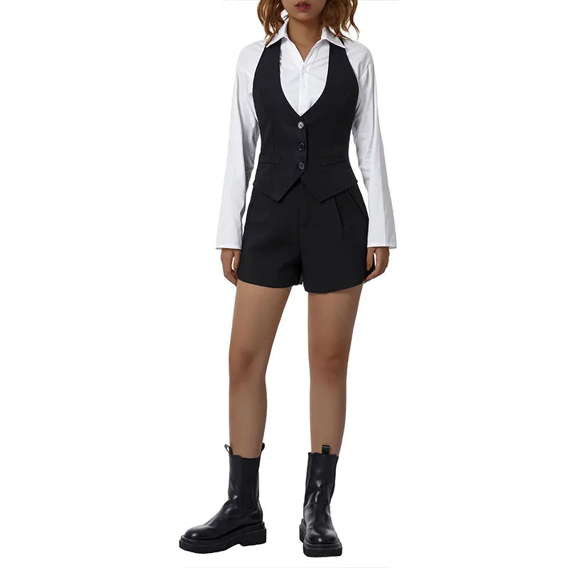 

Women Vintage Y2K Waistcoat Vest Slim Fit Racerback Sleeveless V Neck Button Down Dressy Tuxedo Suit Blazer Vest