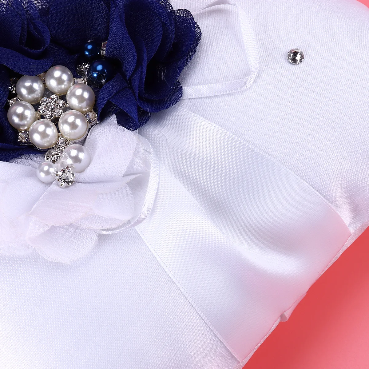 

20X20Cm Wedding Flower Pearl Ribbon Decor Soft Compact Lightweight Bridal Ceremony Party Decoration Ring Bearer Pillow