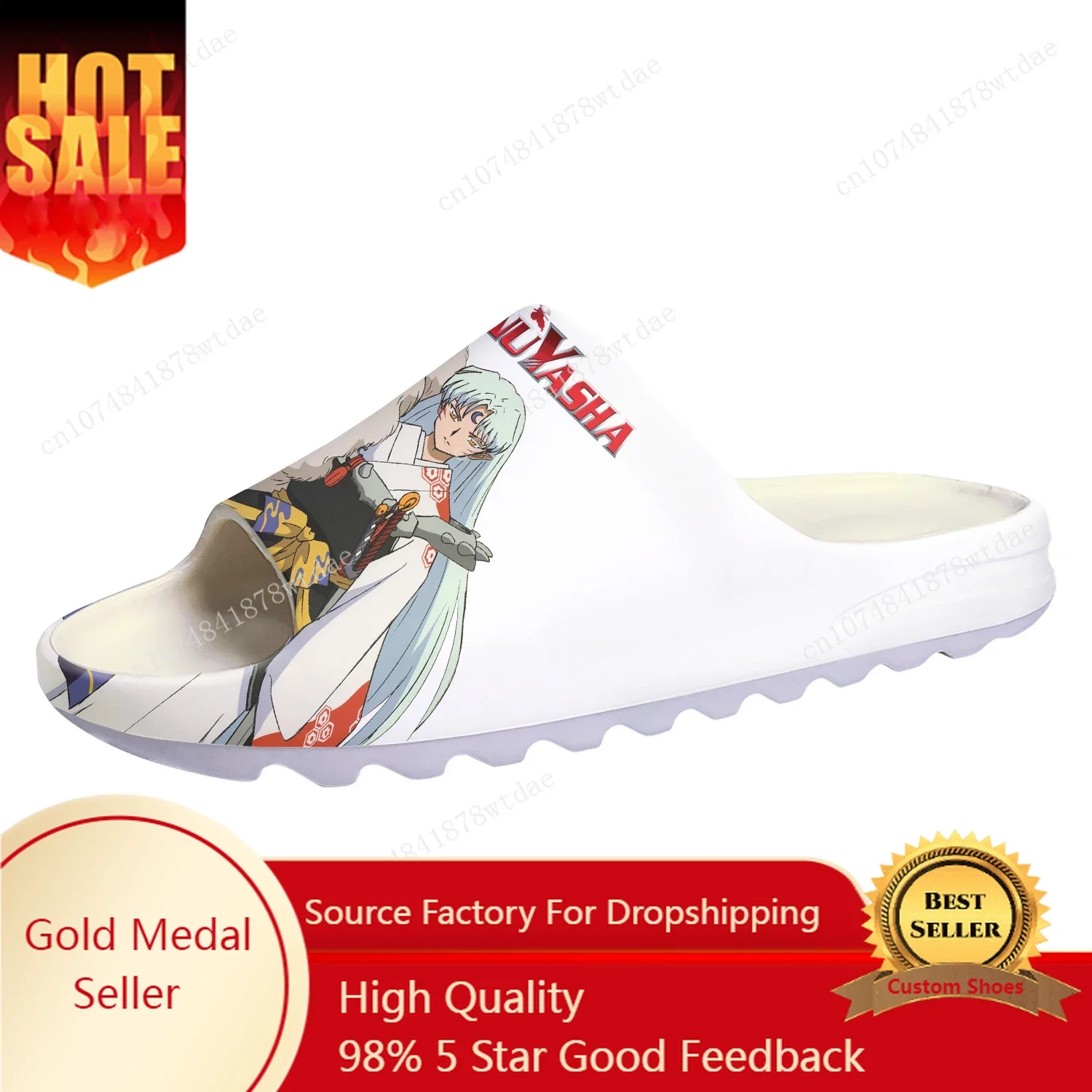 

Sesshoumaru Soft Sole Sllipers Inuyasha Mens Womens Teenager Home Clogs Anime Step In Water Shoes On Shit Customize Sandals