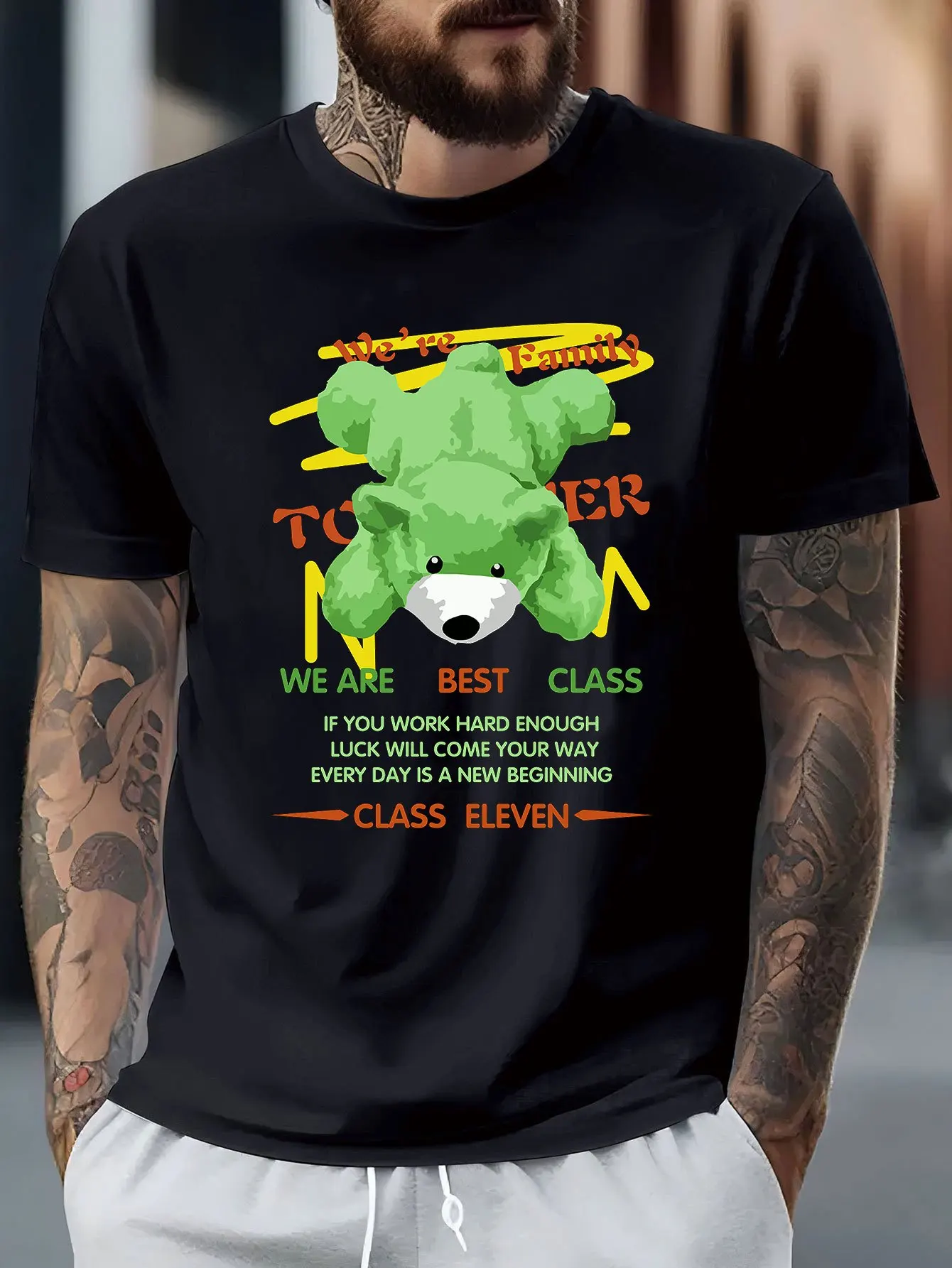 

Bear Graphic Printed Short-sleeved Luxury Cotton T-shirt Summer Unisex Men's and Women's Casual Loose Fashion Trendy Clothing