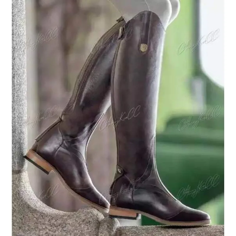 Hoge Laarzen Paard Knie Ruiter Pu Lederen Schoenen Ridingequestrian Lange Bootcut Ruiter Wide Shaft Middeleeuws Kostuum Voor Vrouwen