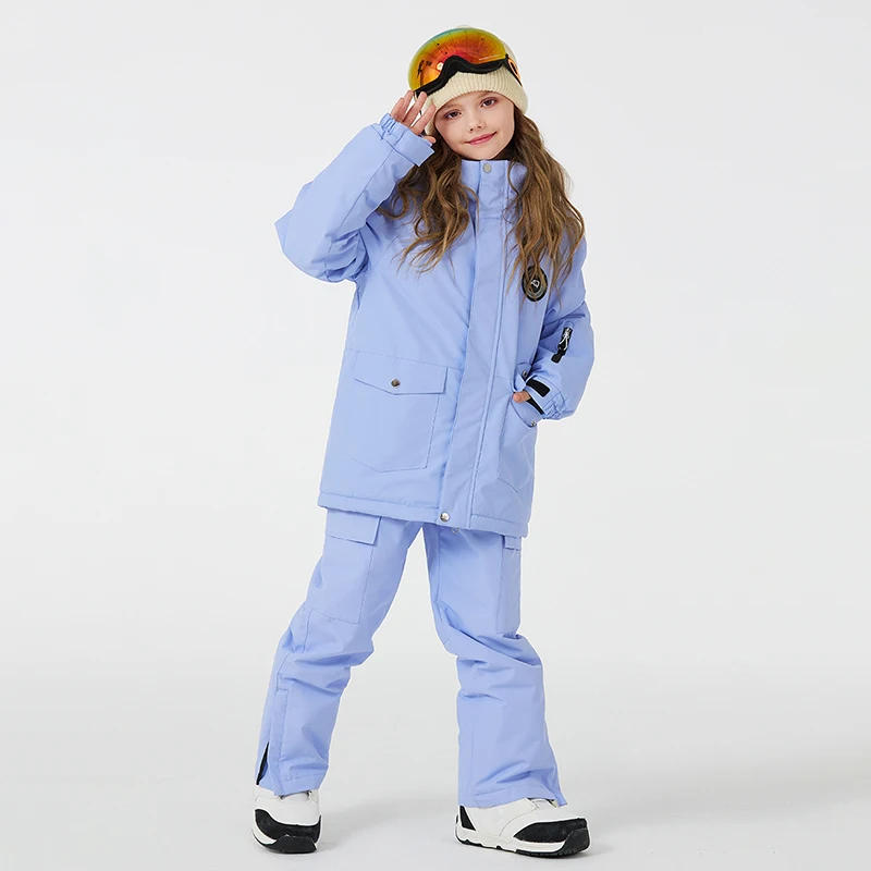 -30 ℃ child skiing suit for boys girls 3 4 5 6 7 8 9 10 11 12 13 14 years old Winter Outdoor Waterproofing  Warmth Enhancement