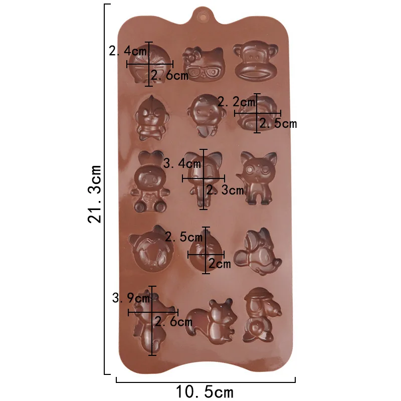 Cartoon Mouse Chocolate Silicone Mold For Baby Shower Cat Dog Monkey Animal Candy Ice Cube Tray Cupcake Topper Cake Decoration