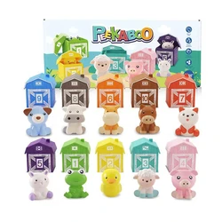 Toddler Montessori Learning Toys Counting Matching Color Sorting Set Farm Animal Finger Puppets Barn Toy Kids Peekaboo Game Toy