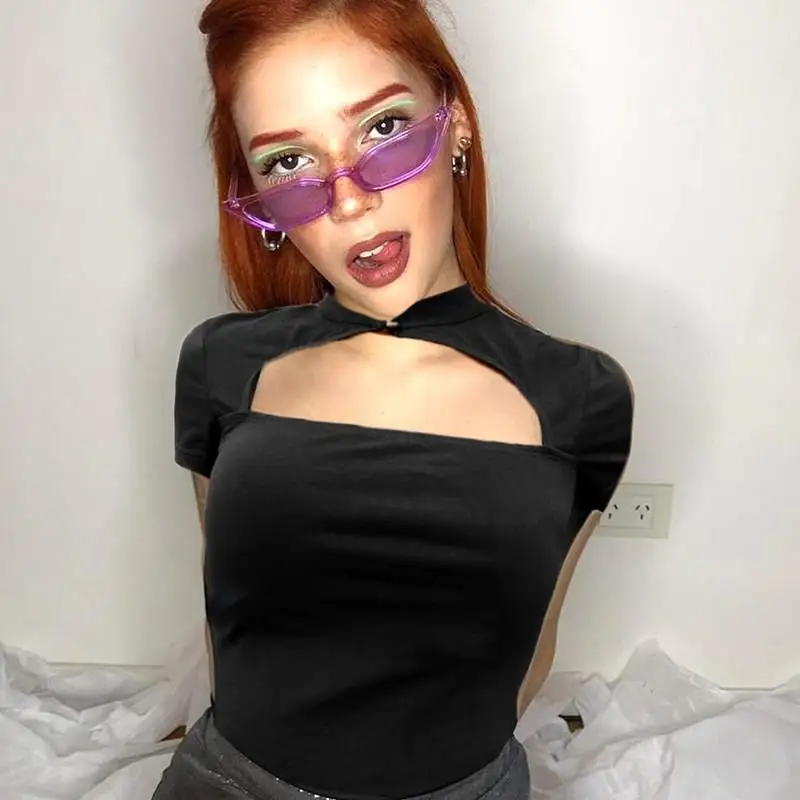 تي شيرت نسائي Harajuku Sle ort Sve قصير مجوف تي شيرت كاجوال Faion للسيدات تي شيرت Other Sle عادي Sve Other Mate...