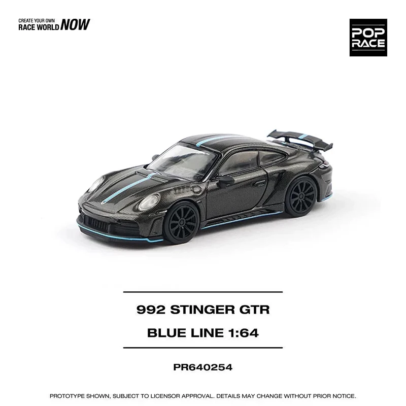 

POP Race 1:64 992 Topcar Stinger GTR Carbon Blue Line Литая под давлением диорама Модель автомобиля Игрушки