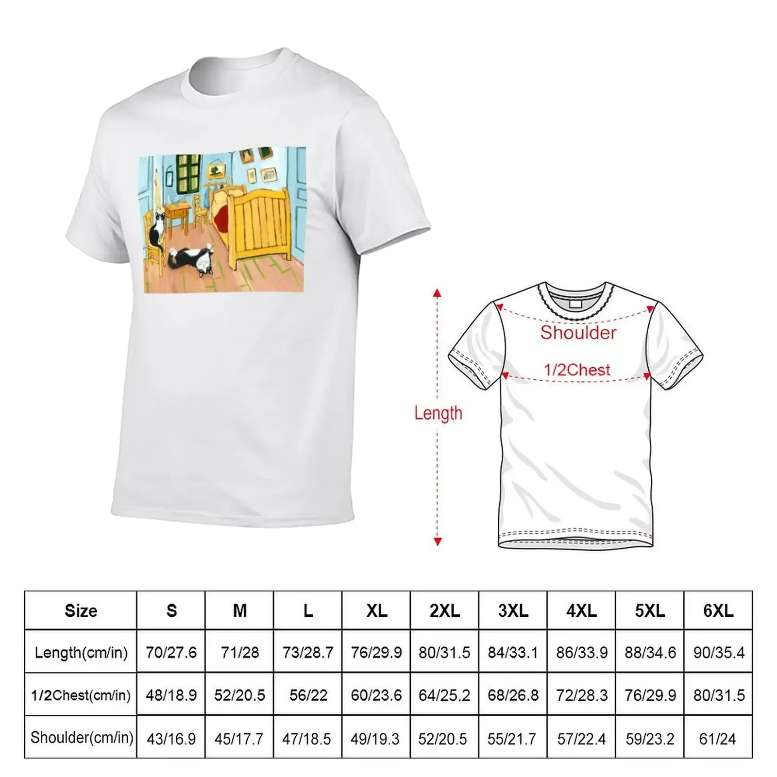 Bedroom in Arles With Cats T-Shirt anime cute clothes Blouse mens tall t shirts