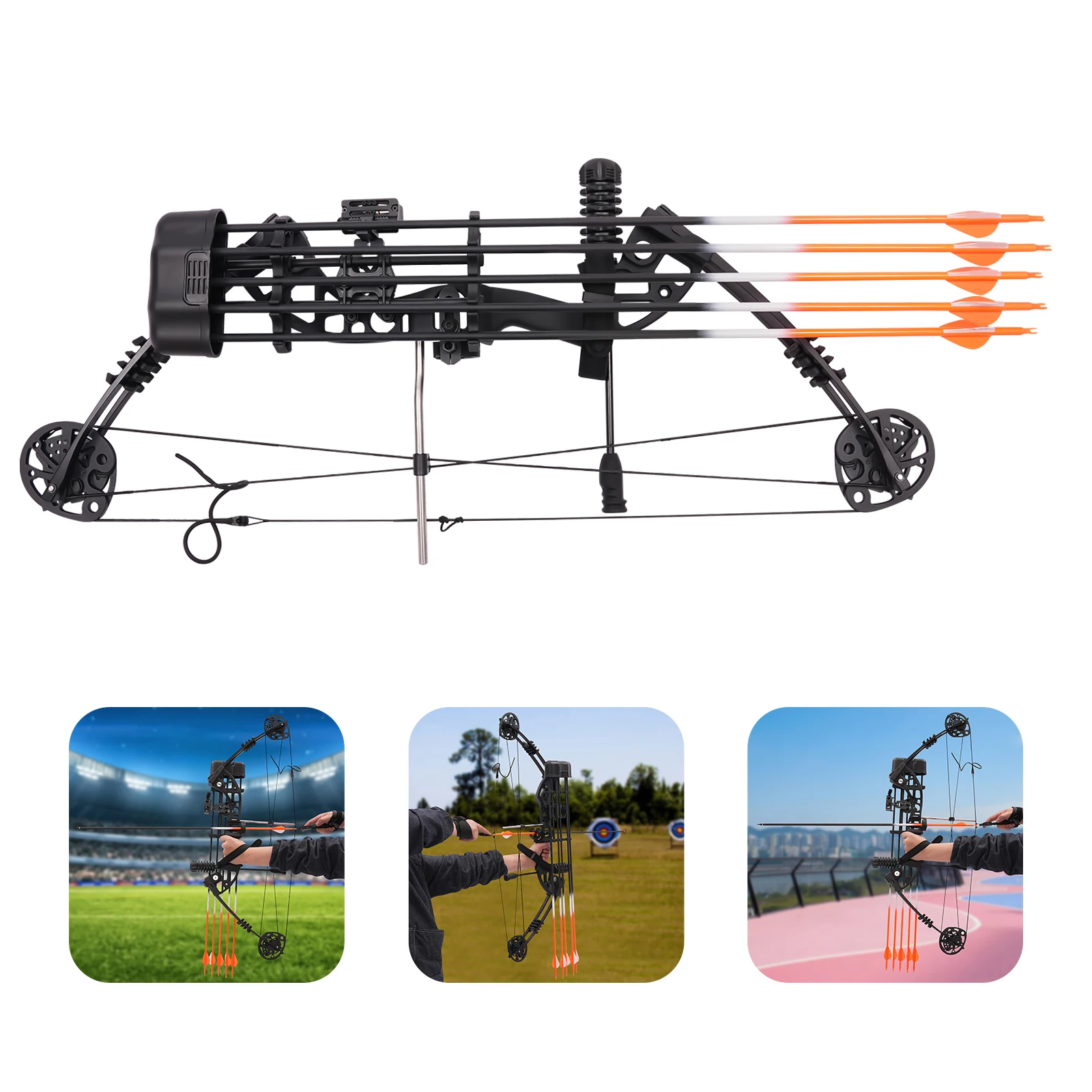 35-70lbs 329fps Adult Compound Bow Kit Archery Hunting Shooting w/ 12 Arrows