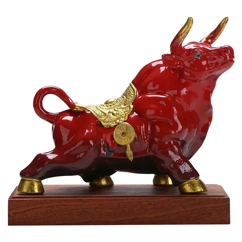 

Ceramic Bull Animal Statue Art Sculpture Fortune-making ornaments Deluxe Home Living Room, Office Accessories Free delivery