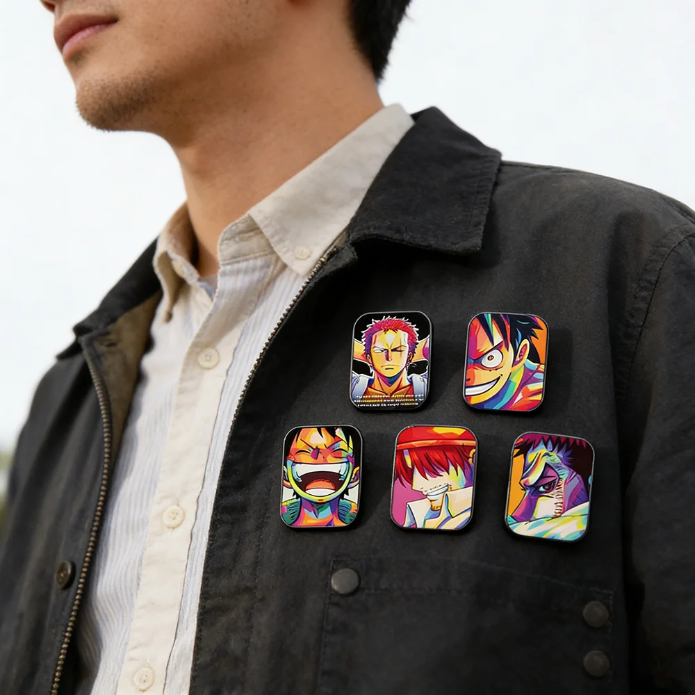 Pin de Esmalte de Moda de One Piece - Broche de Dibujos Animados de Sanji, Nami y Usopp - Accesorio Metálico para Mochilas y Ropa