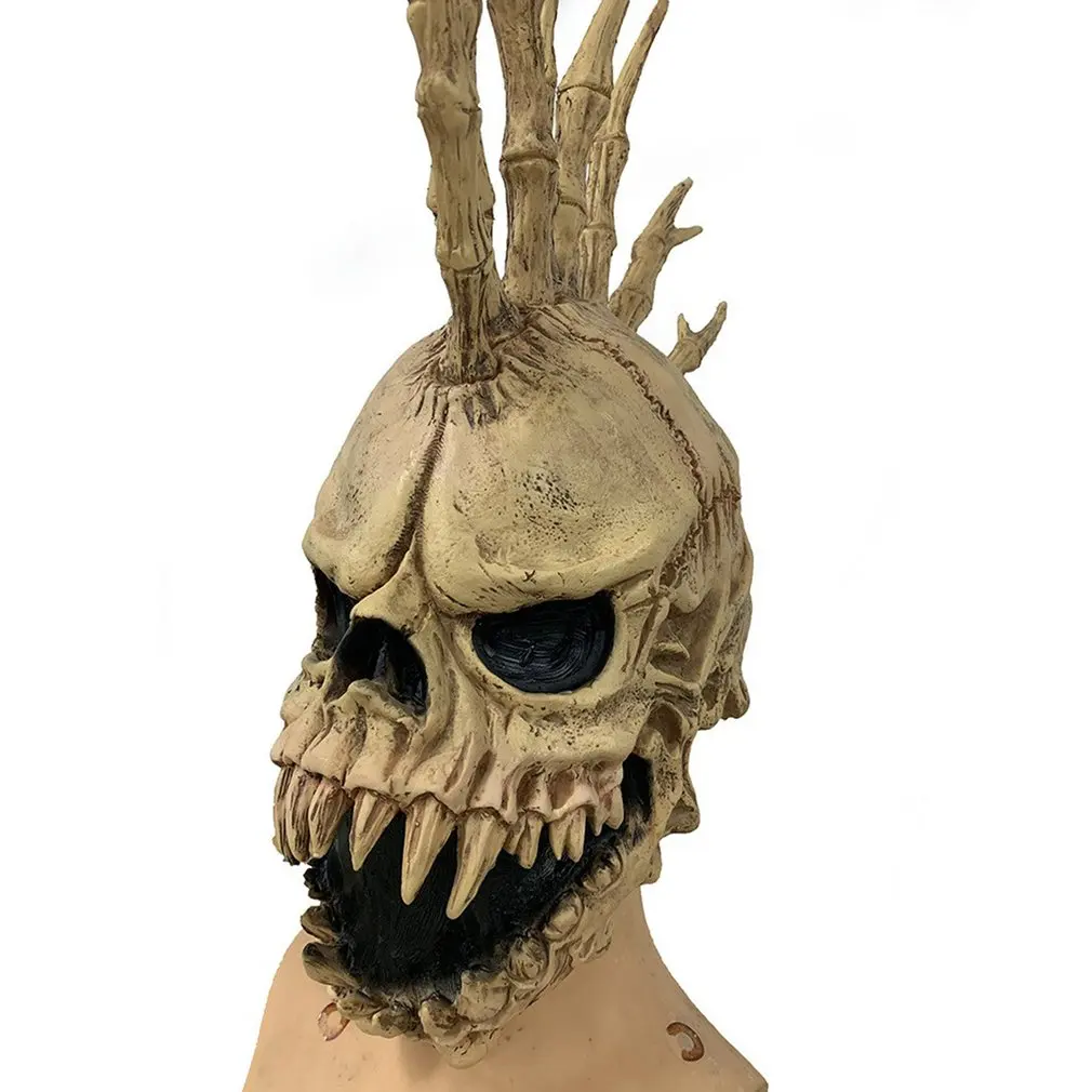 Skull Mask Halloween Props Skeleton Punk Mask Latex Full Head Mask Punk Skull Horror Mask Halloween Decoration