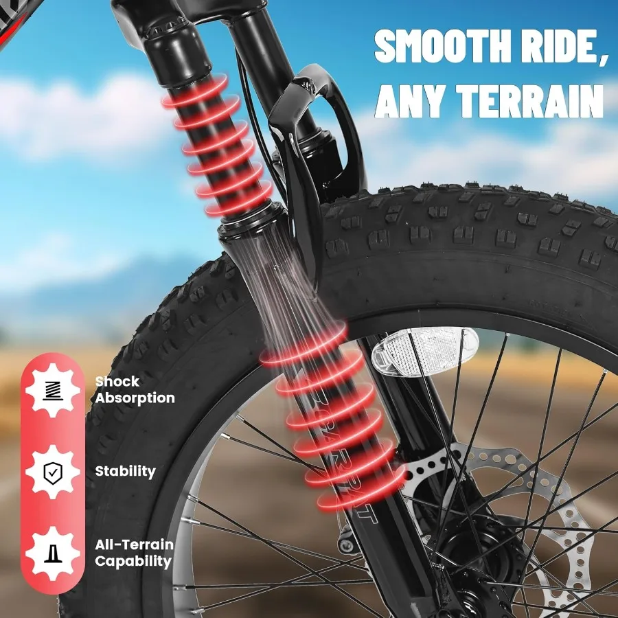 Ecarpat 20 24 26 بوصة دراجات جبلية بإطارات سميكة 7 سرعات مع فرامل قرصية ميكانيكية تعليق أمامي للرجال والنساء لجميع التضاريس #3
