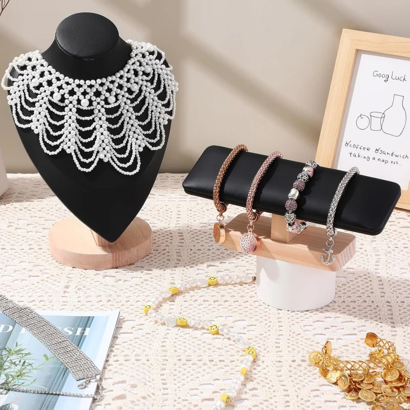 

1 комплект, набор подставок для ювелирных изделий, бархатная подставка для ювелирных изделий, бюст и Т-образный держатель для браслетов для ожерелий, браслетов, цепочек