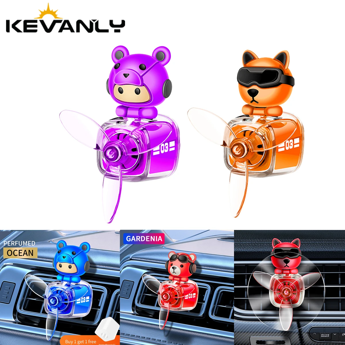

Car Air Outlet Rotatable Fan Perfume Clip Diffuser Cartoon Bear Dog Shape Air Freshener Interior Air Outlet Ornament Decoration