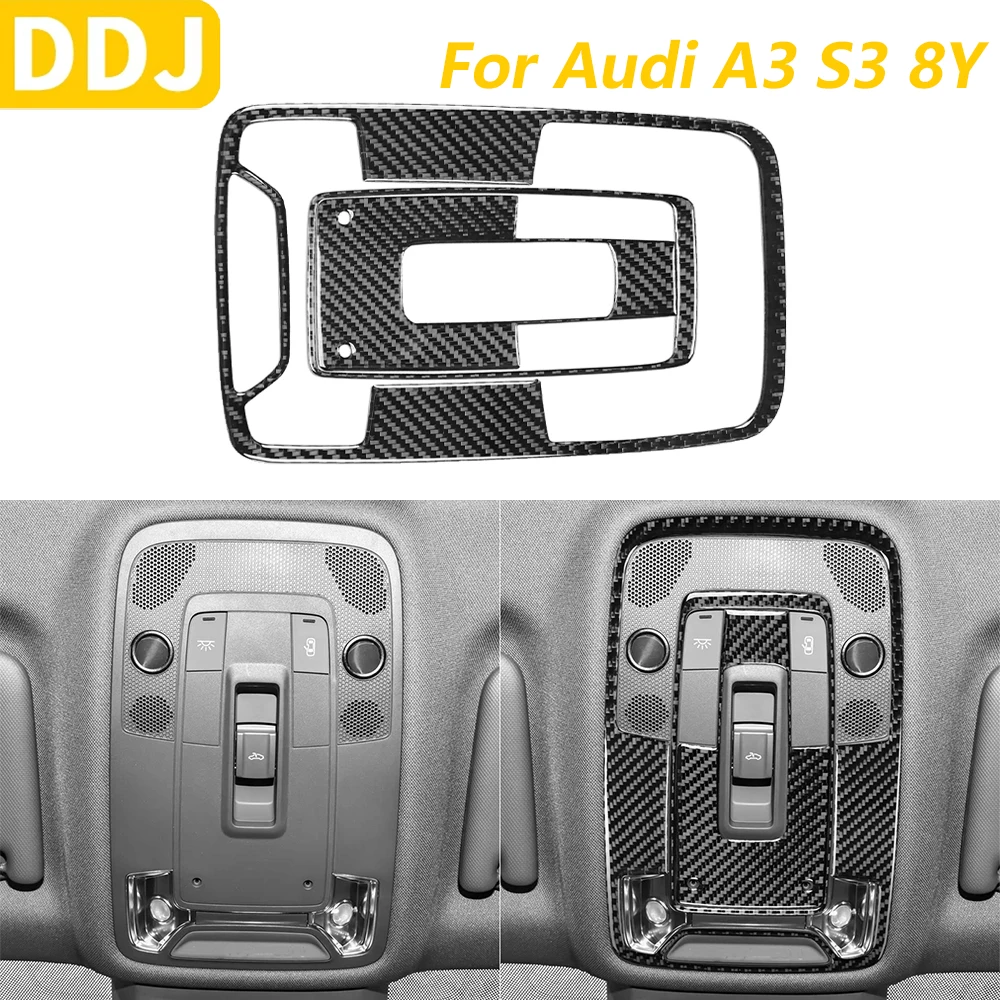 

Для Audi A3 S3 8Y 2021-2025 углеродное волокно, передняя крыша, лампа для чтения, панель, набор накладок, автомобильные аксессуары, декоративная наклейка