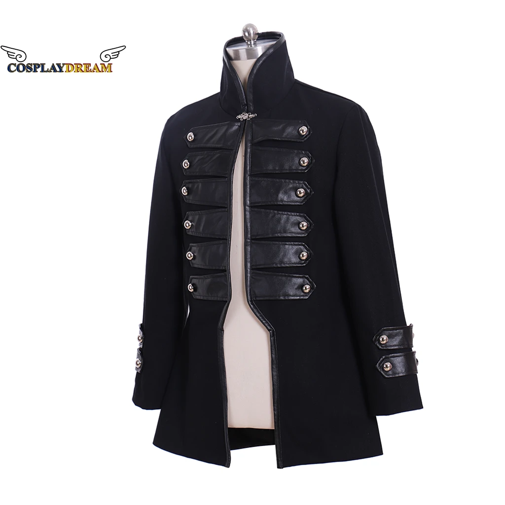 Men Vintage Military Jacket Gothic Military Parade Jacket Embroidered Buttons Solid Color Top Retro Uniform Cardigan Outerwear