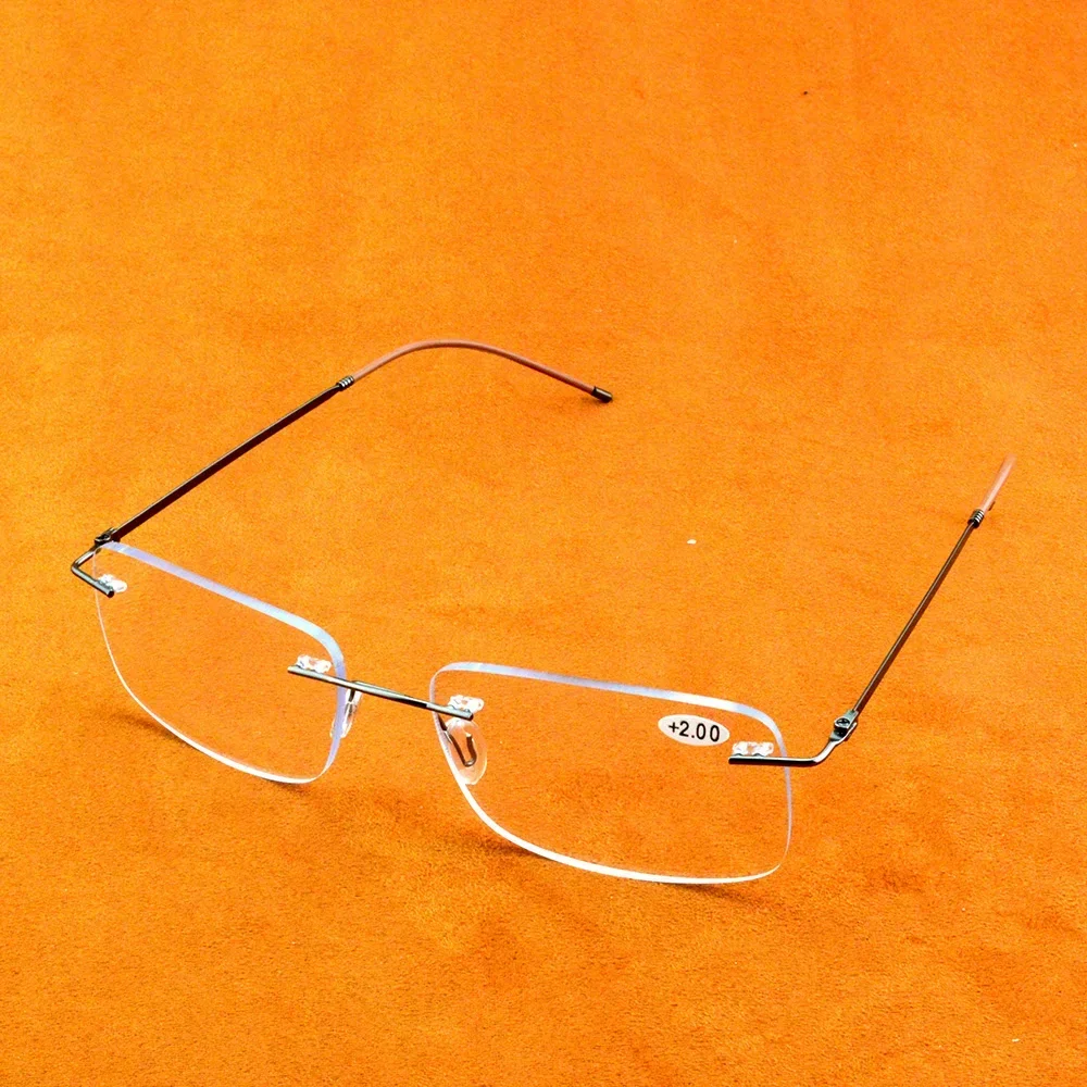 

Rimless Titanium Alloy Spectacles 12-layer Coating Progressive Multifocal Lenses See Near N Far Reading Glasses +0.75 to +4