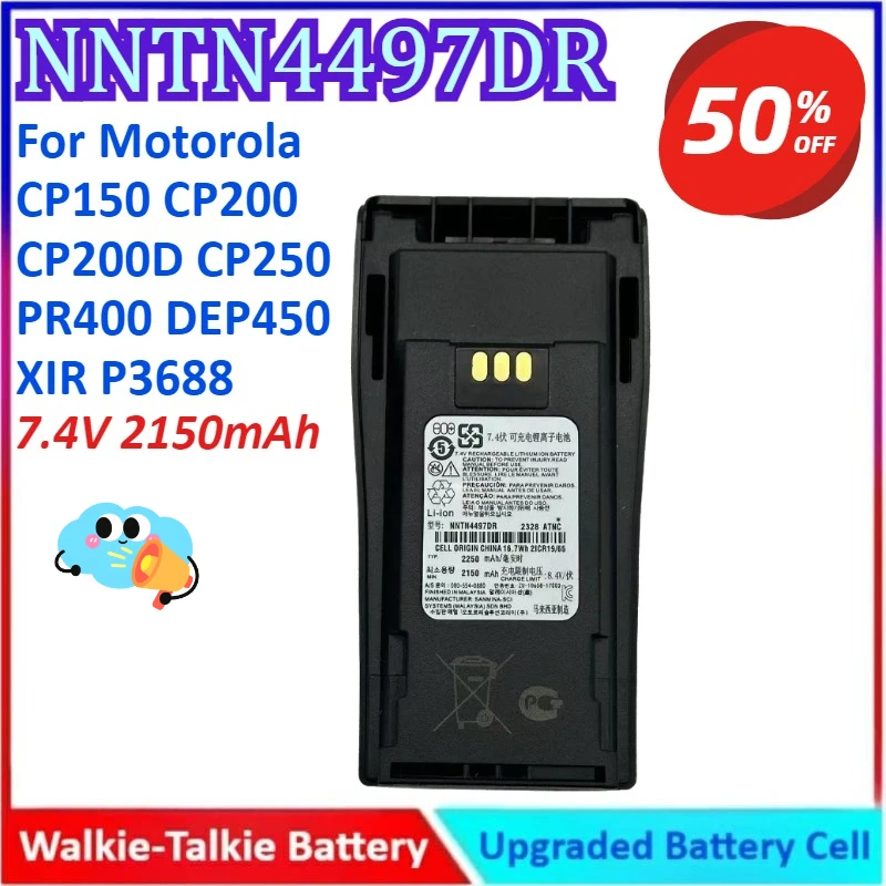 

NNTN4497DR 7.4V 2150mAh Walkie Talkie Battery For Motorola CP150 CP200 CP200D CP250 PR400 DEP450 XIR P3688 High Quality