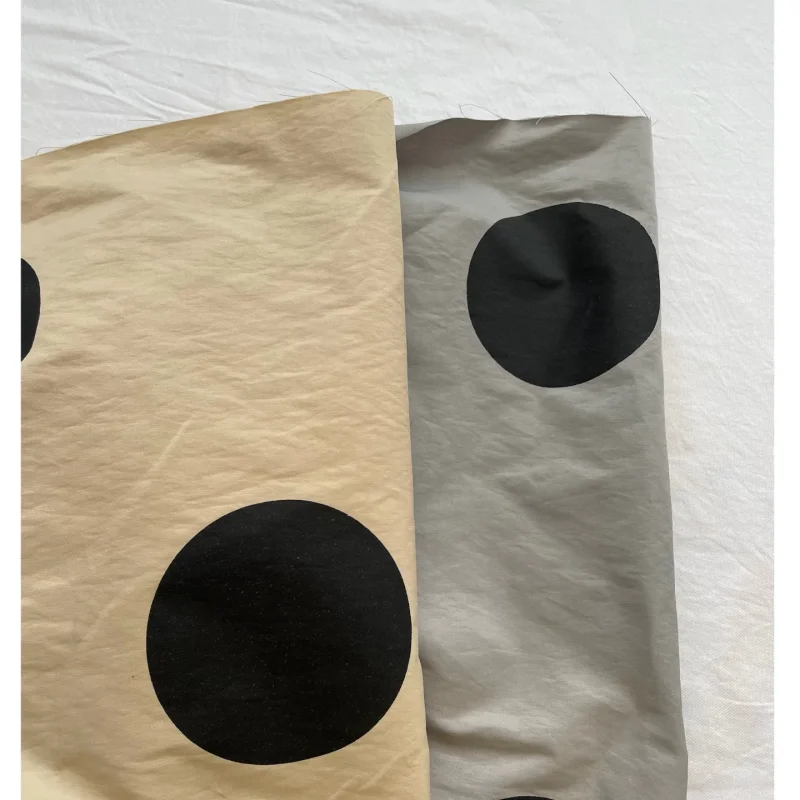 

Retro black polka dot polyester cotton fabric for casual trench coat, jacket pants handcrafted diy fabric