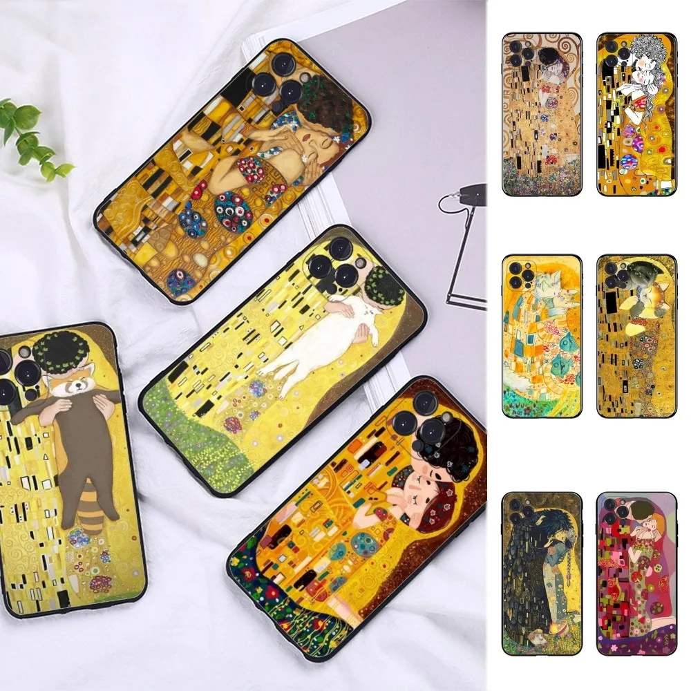 Kiss Gustav Klimt Phone Case For iPhone 15 14 11 12 13 Mini Pro XS Max Cover 6 7 8 Plus X XR SE 2020 Funda Shell