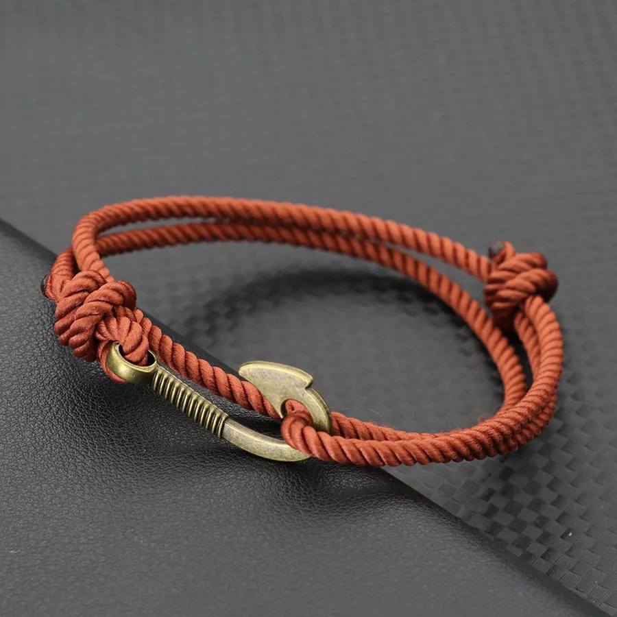 Neue Retro Fisch Haken Anker Männer Armband Handgemachte Einstellbare Pulsera Freizeit Abenteuer Strand Navigation Surfen Zubehör