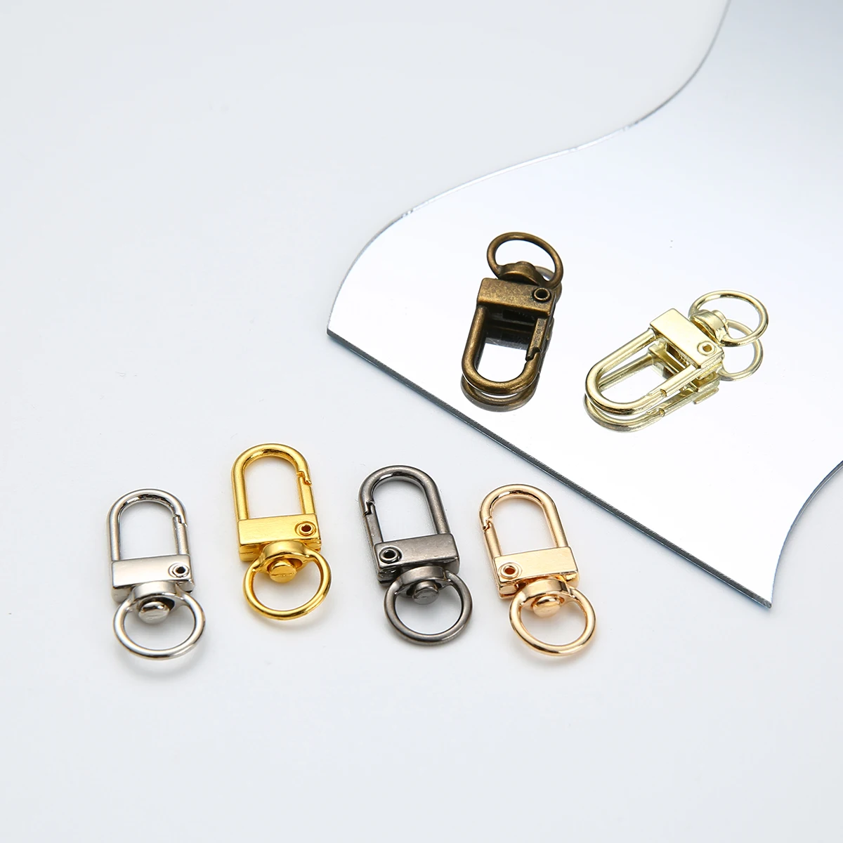 10/50/100pcs Rotating Dog Buckle Gold Lobster Clasps Hooks For DIY Jewelry Making Key Ring Chain Accessories Supplies Wholesale