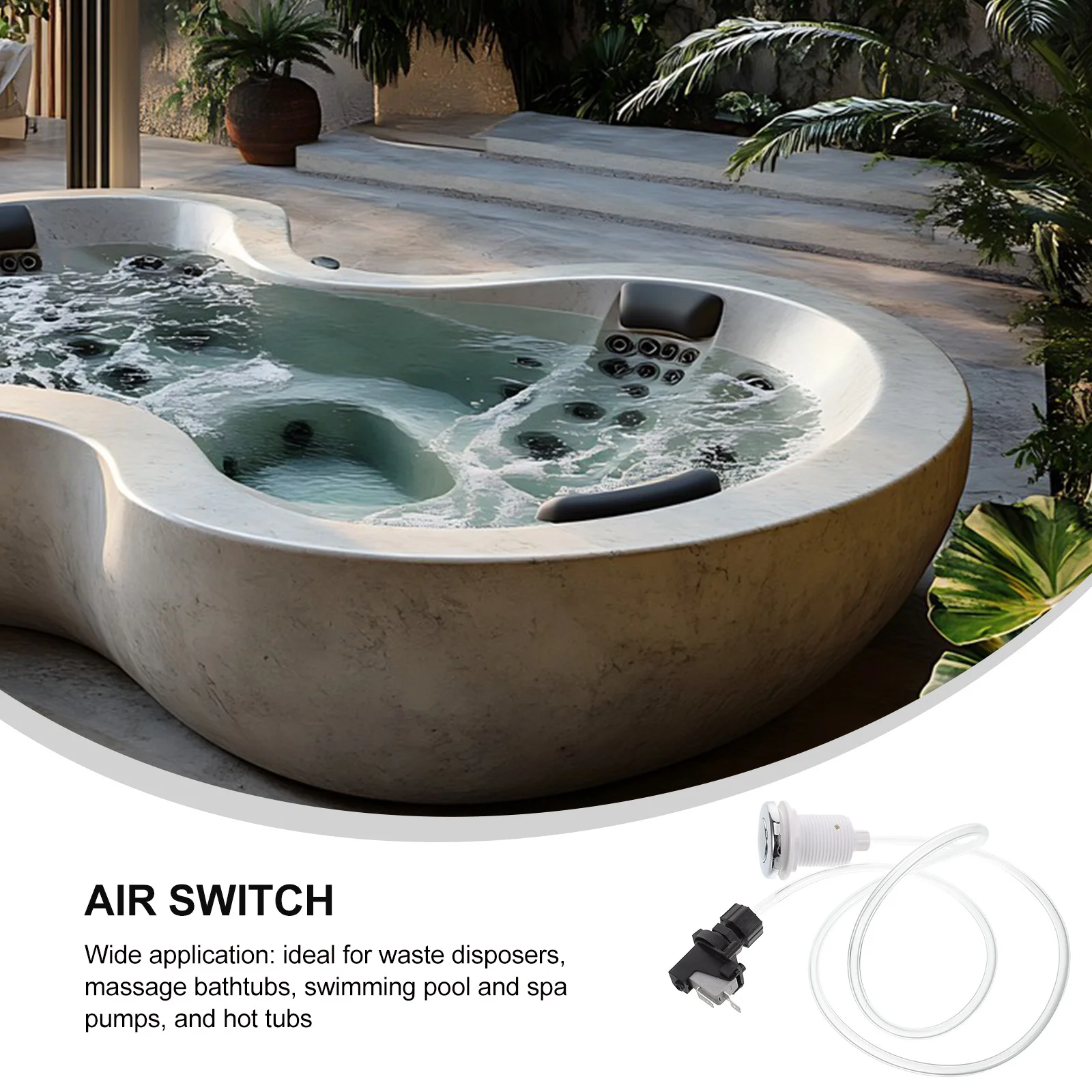 

Massage Bathtub Air Switch 16A For Garbage Disposal Spa Pool Hot Tub Pneumatic Push Button Control Plastic Metal