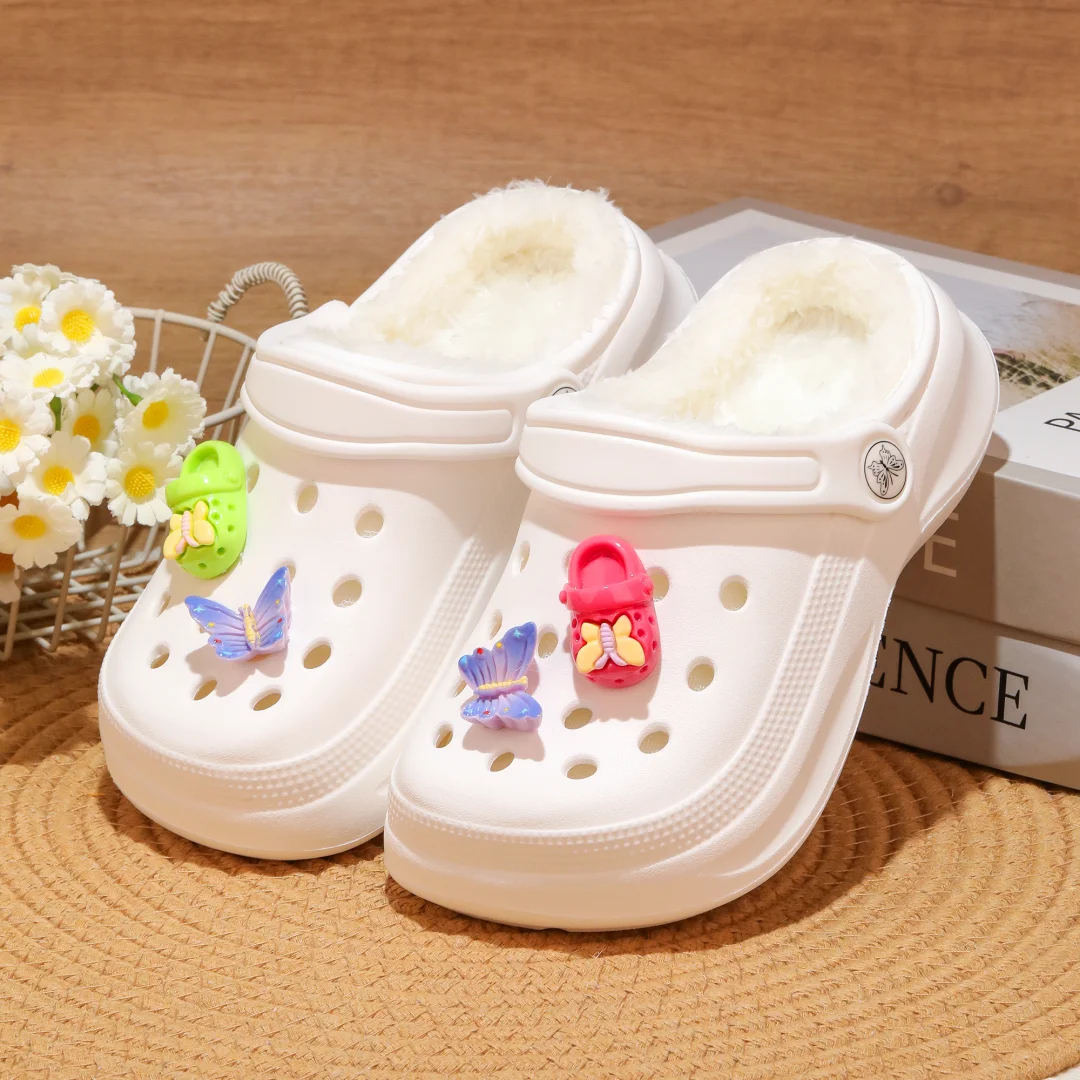 Kinder-Clogs und -Mules mit Fellfutter, leichte Garten-Schuhe mit Baumwollfutter, warme Hausschuhe für Jungen, Mädchen und Kleinkinder, 168. – Detail 5