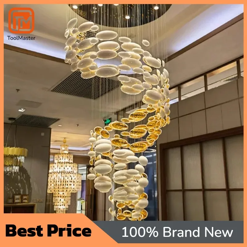 【Hot Sale】Luxury Customized Vintage Handmade Glass Chandelier Adjustable Height Pendant Lights For Hotel Lobby Villa Living Room