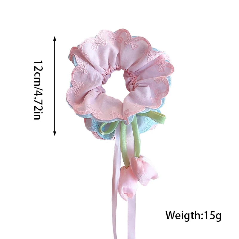 Neue bestickte Tulpen-Haarschleifen: Süße Prinzessinnen-Haargummis, schonend für das Haar, hohe Elastizität für Baby-Mädchen und Kleinkinder – Haar-Accessoires – Detail 1