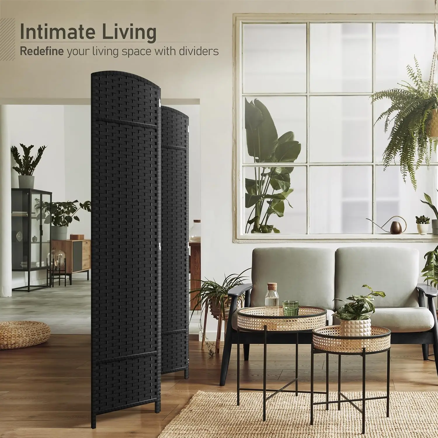 4 Panel Room Divider 6 Ft Tall Folding Privacy Screen Extra Wide Double Hinged Mesh Hand Woven Partition Wall Accent Furniture For Home Office Bedroom Studio Dorm