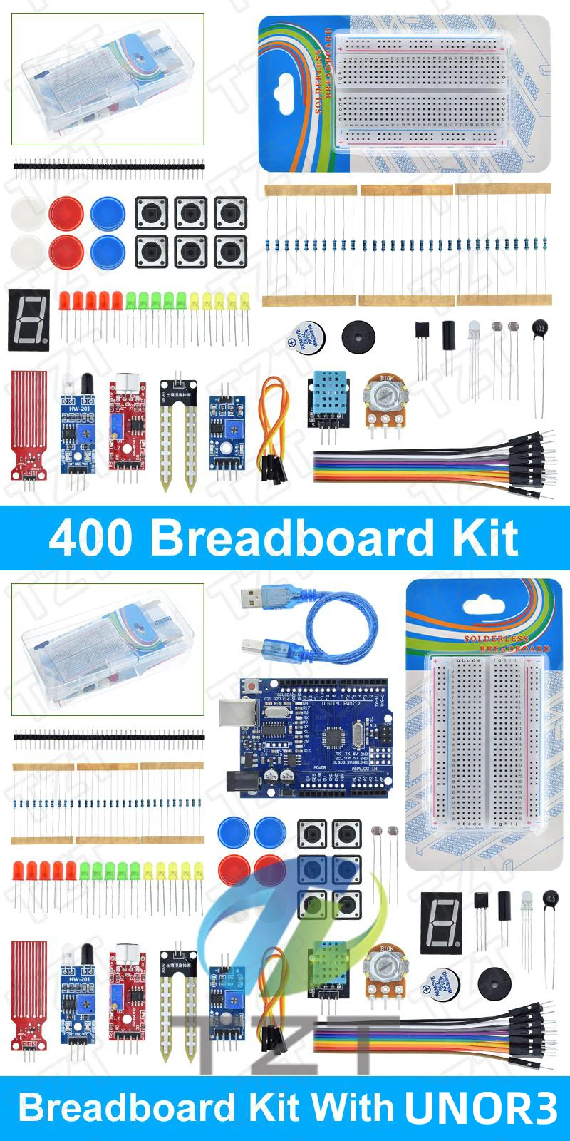 TZT Basic Starter Kit für Arduino UNOR3 Set R3 DIY Kit – TZTUNO R3 Board/Breadboard + Einzelhandelsverpackung – Detail 5
