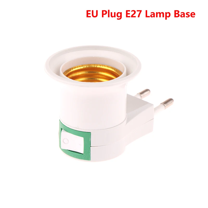 1pc E27 LED Light Socket White Lamp Holder To EU Plug Holder Adapter Converter ON/OFF For Bulb Lamp