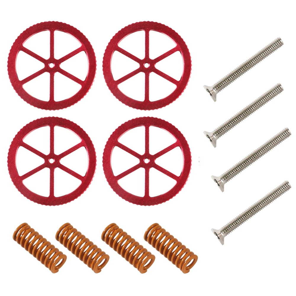 

4pcs Aluminum Hand Twist Leveling Nut and 4pcs Hot Bed Die Springs Printer Compression Springs Compatible with 4pcs M4 Screws