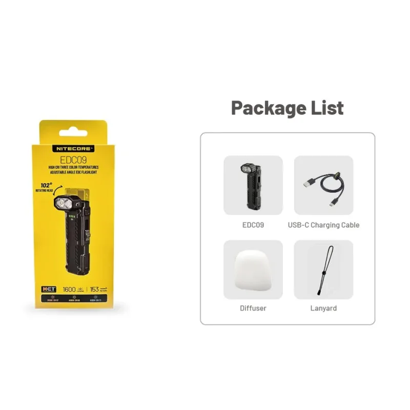 NITECORE EDC09 1600루멘 USB-C 충전식 EDC 손전등
