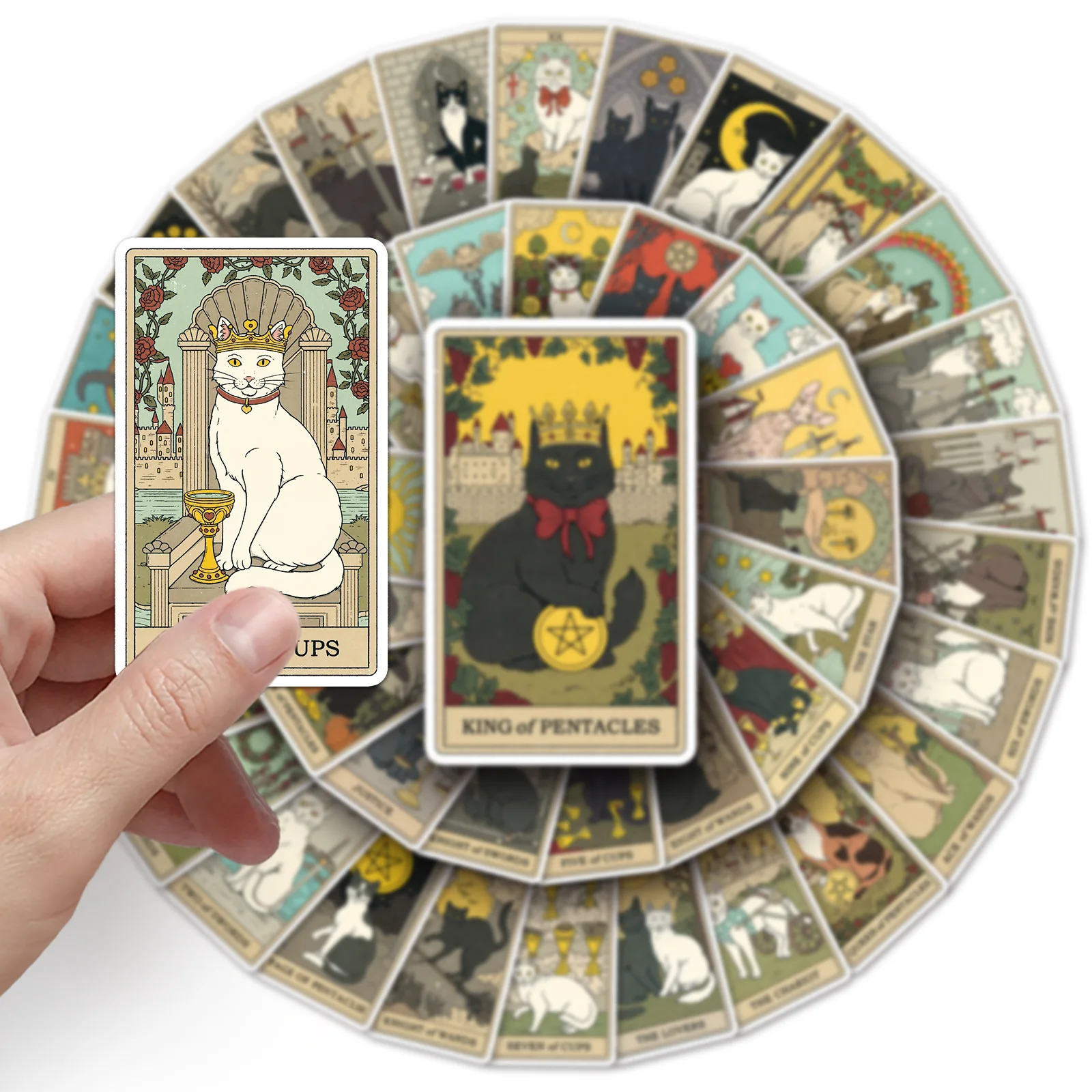 78Pcs Cat Tarot Card Series Graffiti Stickers Suitable for Laptop Helmets Desktop Decoration DIY Stickers Toys Wholesale