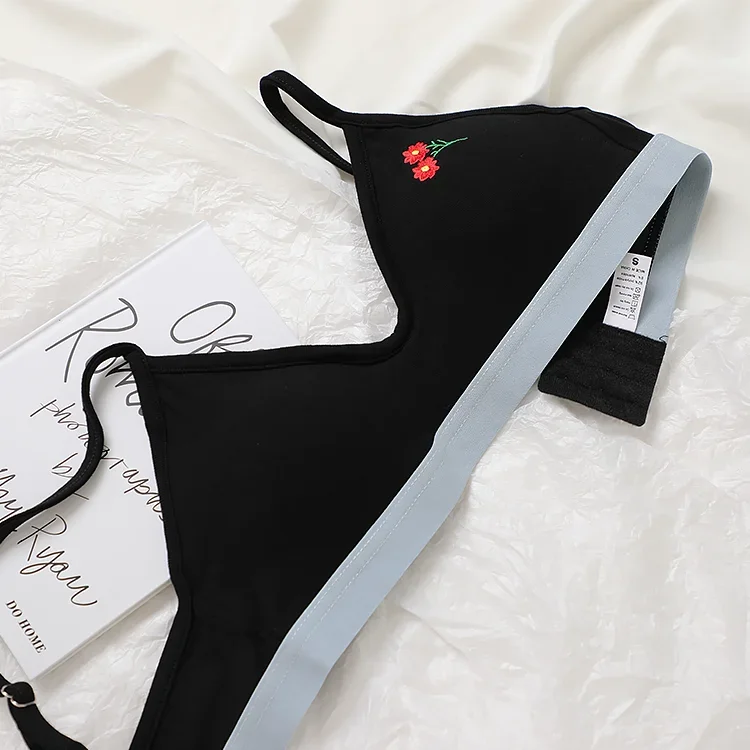 

Бюстгальтеры сладкого цвета с треугольной чашкой, нижнее белье с маленькой грудью, женское тонкое нижнее белье, удобная фиксированная чашка, не пустые чашки