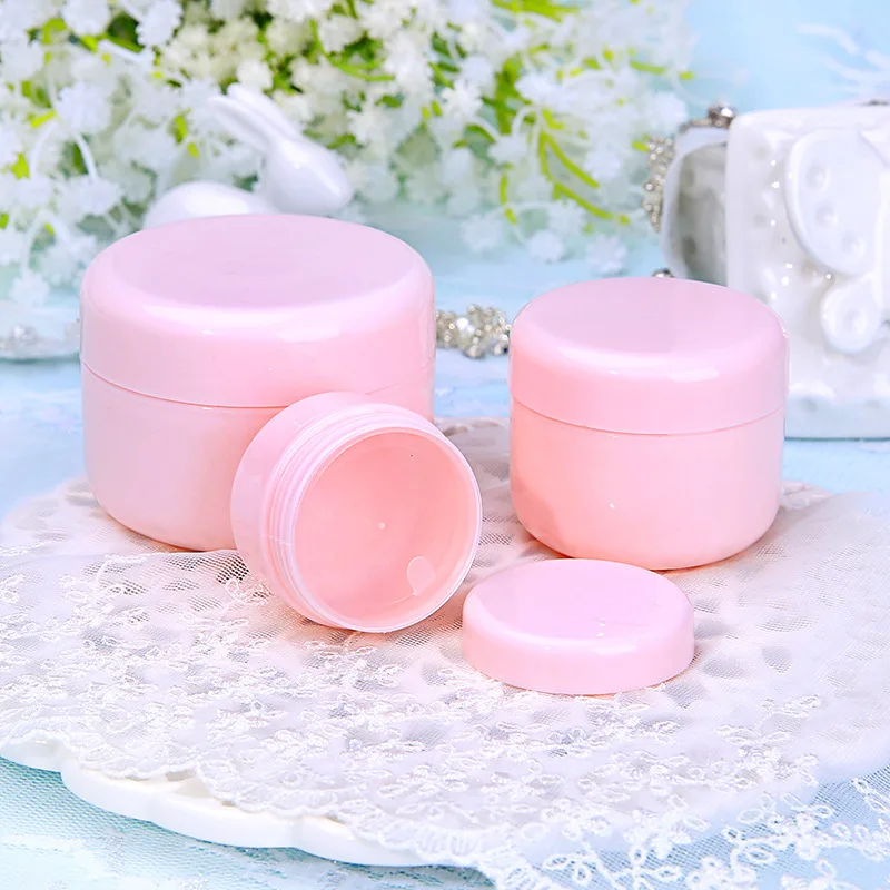 Tarro de plástico rosa para crema, contenedor de maquillaje, caja de cosméticos de muestra, tarro de maquillaje vacío, botellas rellenables, 10g/20g/30g/50g/100g/150g