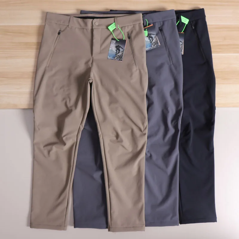 

Мужские уличные теплые повседневные брюки на подкладке Fce, осенне-зимние удобные мягкие ветрозащитные мужские брюки