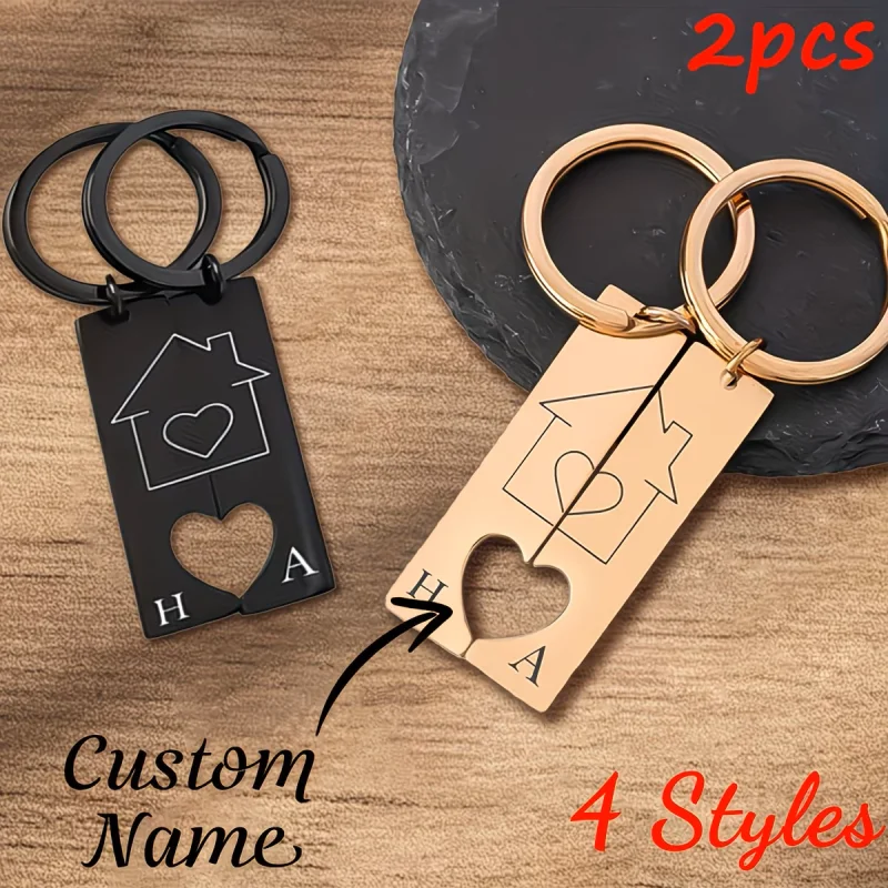 Custom Couples' Name Keychain, Couples' Keychain Gift, Engraved Keychain, Wedding Gift, New Home Keychain, Housewarming Gift