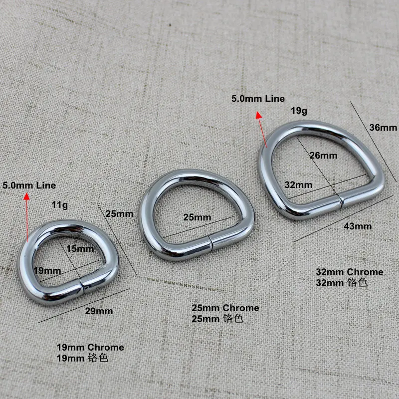 10-50pcs 13mm 16mm 19mm 25mm 32mm 5 colors Opened ring,alloy metal d-ring  round Strapping Bags Accessories Belt Connector