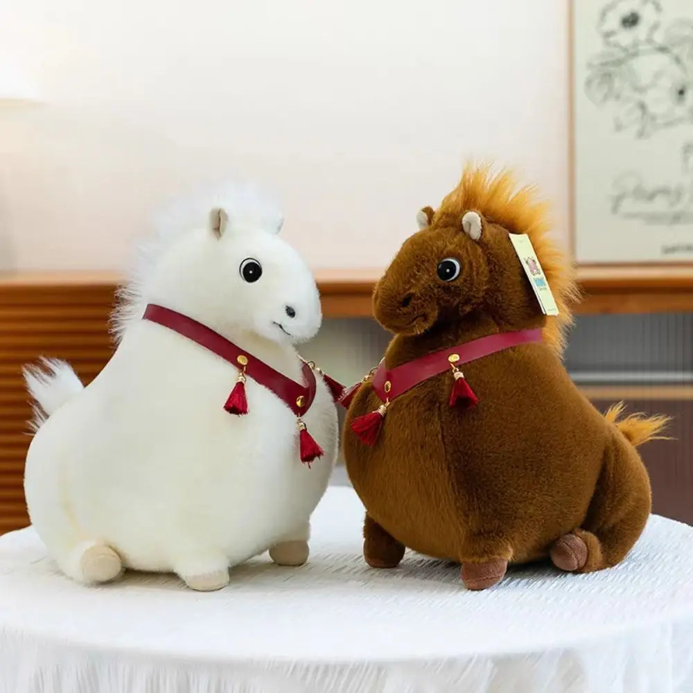 

Chubby Horse Horse Mascot Stuffed Animal PP Cotton Fluffy Plush Horse Plush Doll Soft Collection Fat Horse Plush Toy