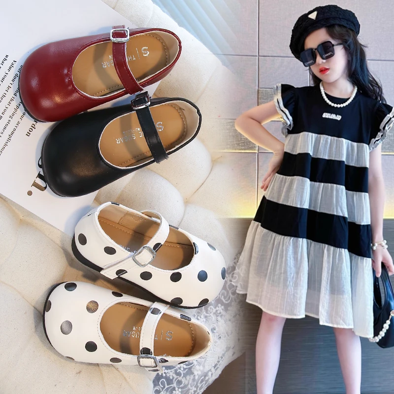 

Kids Leather Shoes Round Toes Korean Style Children Flat Shoes Versatile 2025 Autumn New Girls Princess Casual Shoes Soft Bottom