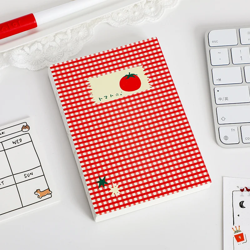 1 cuadrícula de tomate coreana, cuaderno en blanco de alto nivel de apariencia, libro mayor de aprendizaje para oficina minoritaria, diario, suministros escolares, libro planificador