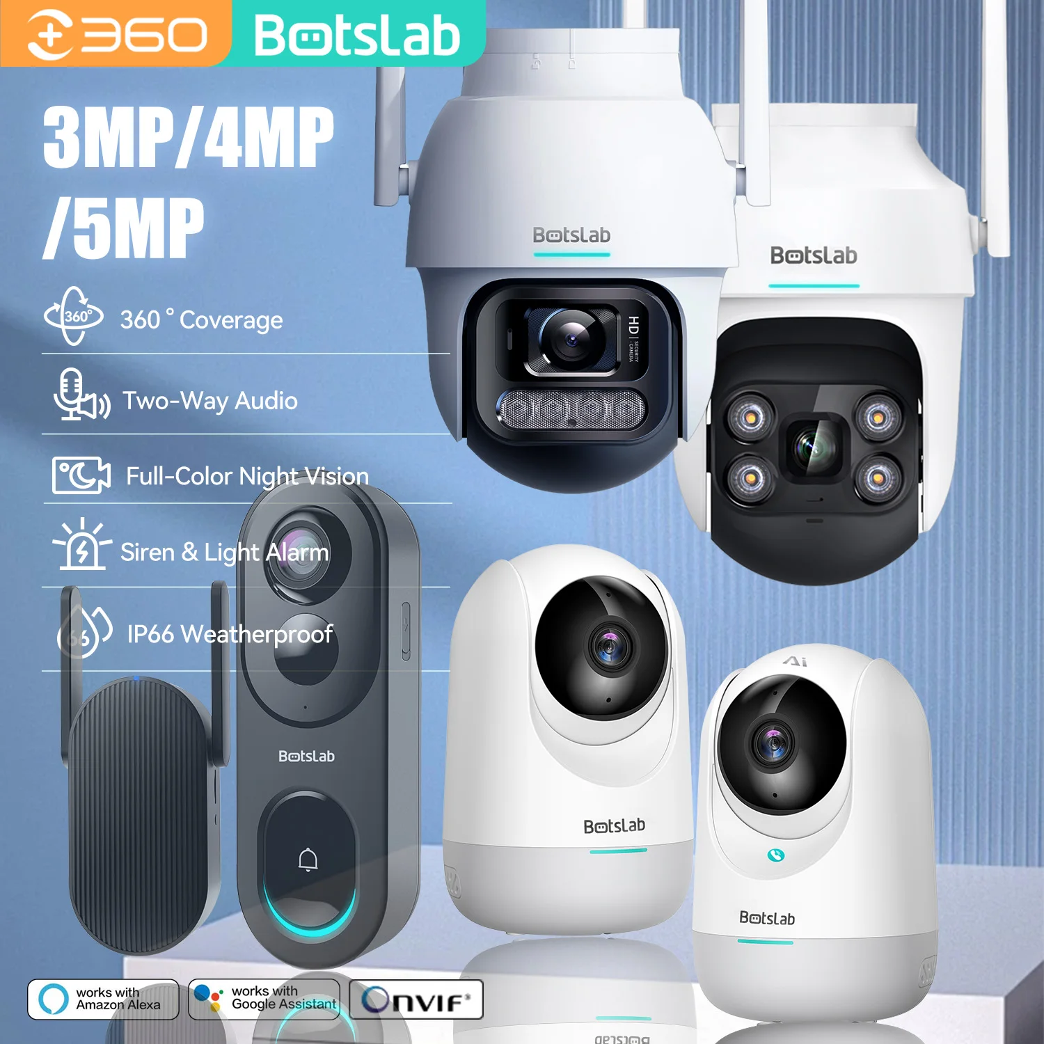 Botslab 3MP/4MP/5MP Camera AI Doorbell Camera Wifi HDR Two-Way Talking Doorbell Cam 2.4GHz WiFi Doorbell Cam ip camera