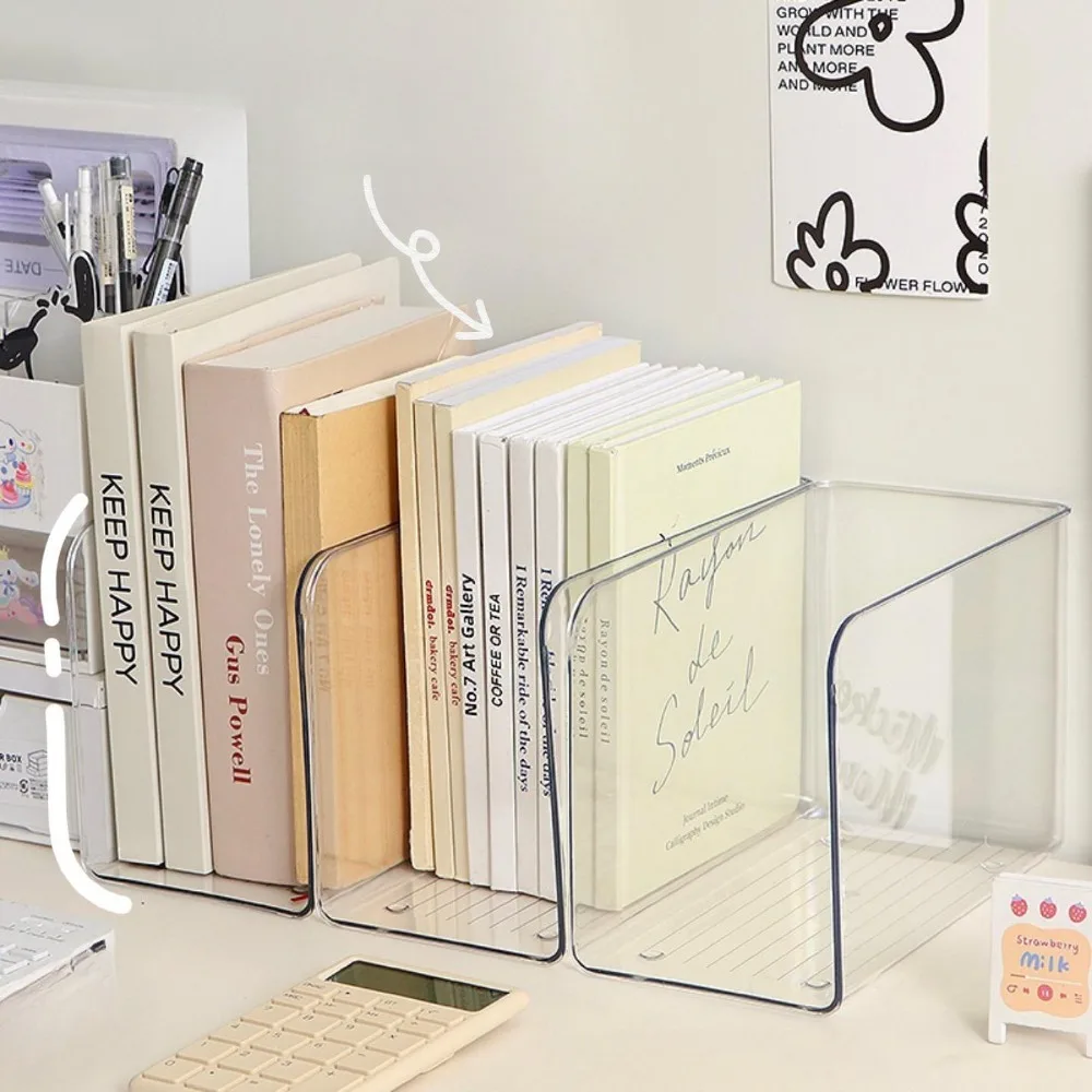 

Bookends File Holder Acrylic Desktop Transparent Bookshelf Stand Fixed Books Book Holder Desktop Organizer Shelf Desk Organizer