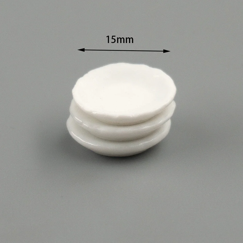 3 قطعة 1/12 دمية مصغرة طبق طعام من السيراميك طبق فواكه صغير لعبة مجسمة لدمية اكسسوارات المنزل الديكور ob11